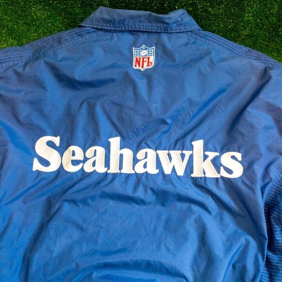 VINTAGE LOGO ATHLETIC PRO LINE NFL SEAHAWKS MENS JACKET SPELL OUT 90S SIZE L - Picture 5 of 8